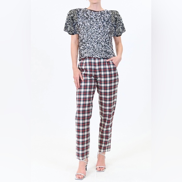 NWT Hunter Bell Melina Plaid Wool Pants 8 - Picture 1 of 12